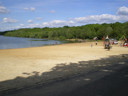 Ruislip Lido lake and beach